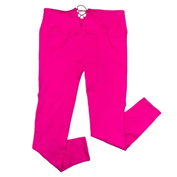 Fabletics NWT High-Waisted Seamless Rib Legging in Flourescent Pink women’s XL - Picture 5 of 10
